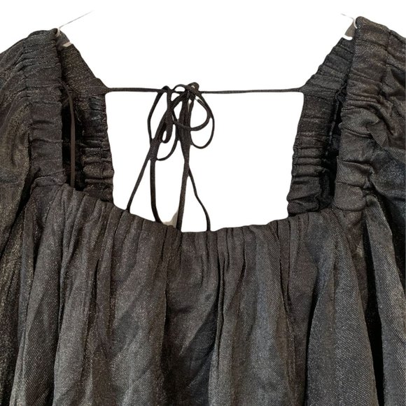 Free People Mini Party Dress Medium Shiny Charcoal - Picture 6 of 7